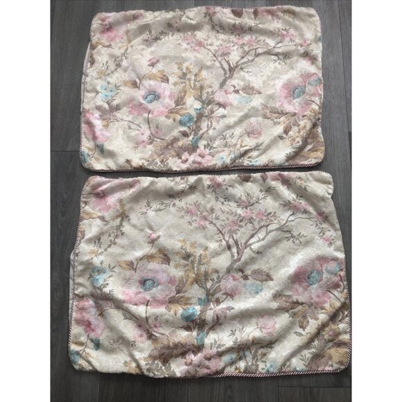Croscill Standard Pillow Shams Floral Print Pastel Corded Chapel Hill Set Of 2 - Picture 2 of 6